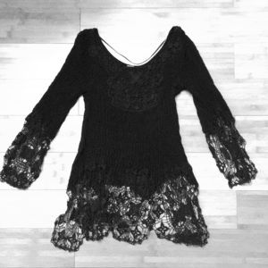 Free People Crochet Knit Sweater